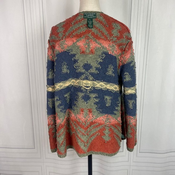 Ralph Lauren RLR-Hand-Knit-Western/Southwestern-Sweater Cardigan-Petite Large - Picture 11 of 16